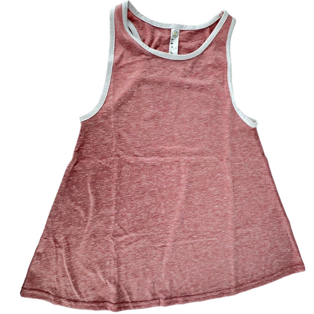 LAT Girls Pink Melange Racerback Tank Youth Medium White Trim